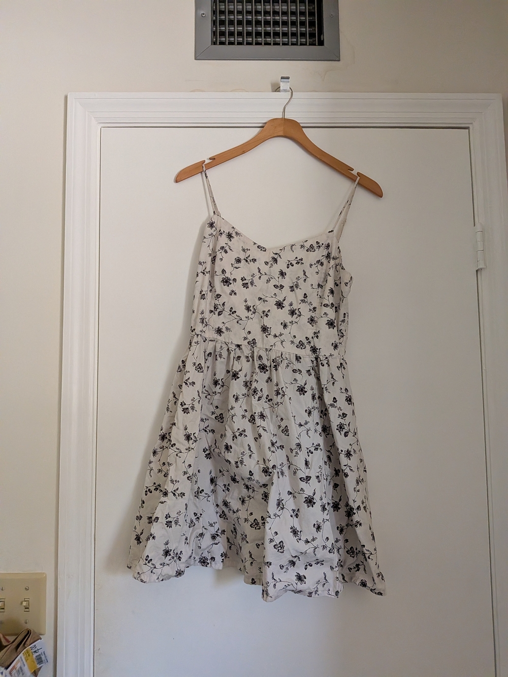 H&M White Dress with Black Floral Print